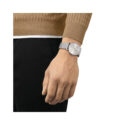 Tissot Everytime with a 40mm stainless steel case and bracelet strap featuring a silver dial.