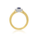 18ct Yellow Gold Sapphire & Brilliant Cut Diamond Cluster Ring An 18ct gold, oval sapphire and brilliant cut diamond set cluster ring.