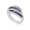 18ct White Gold Sapphire & Diamond Swirl Dress Ring An 18ct white gold, sapphire and diamond swirl set dress ring.