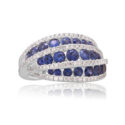 18ct White Gold Sapphire & Diamond Swirl Dress Ring An 18ct white gold, sapphire and diamond swirl set dress ring.