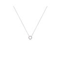An 18ct white gold round brilliant cut diamond circle pendant on a chain.