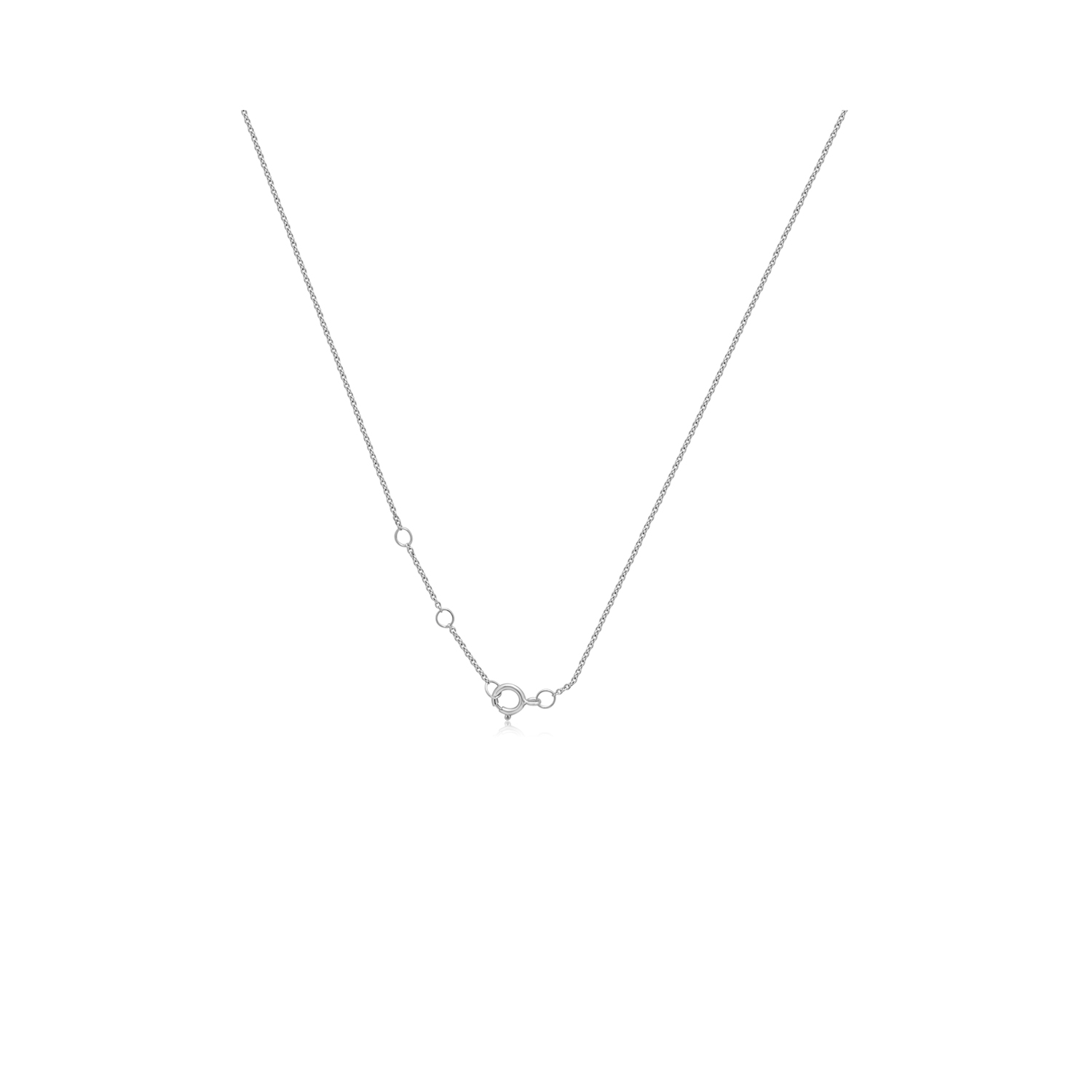 An 18ct white gold round brilliant cut diamond circle pendant on a chain.