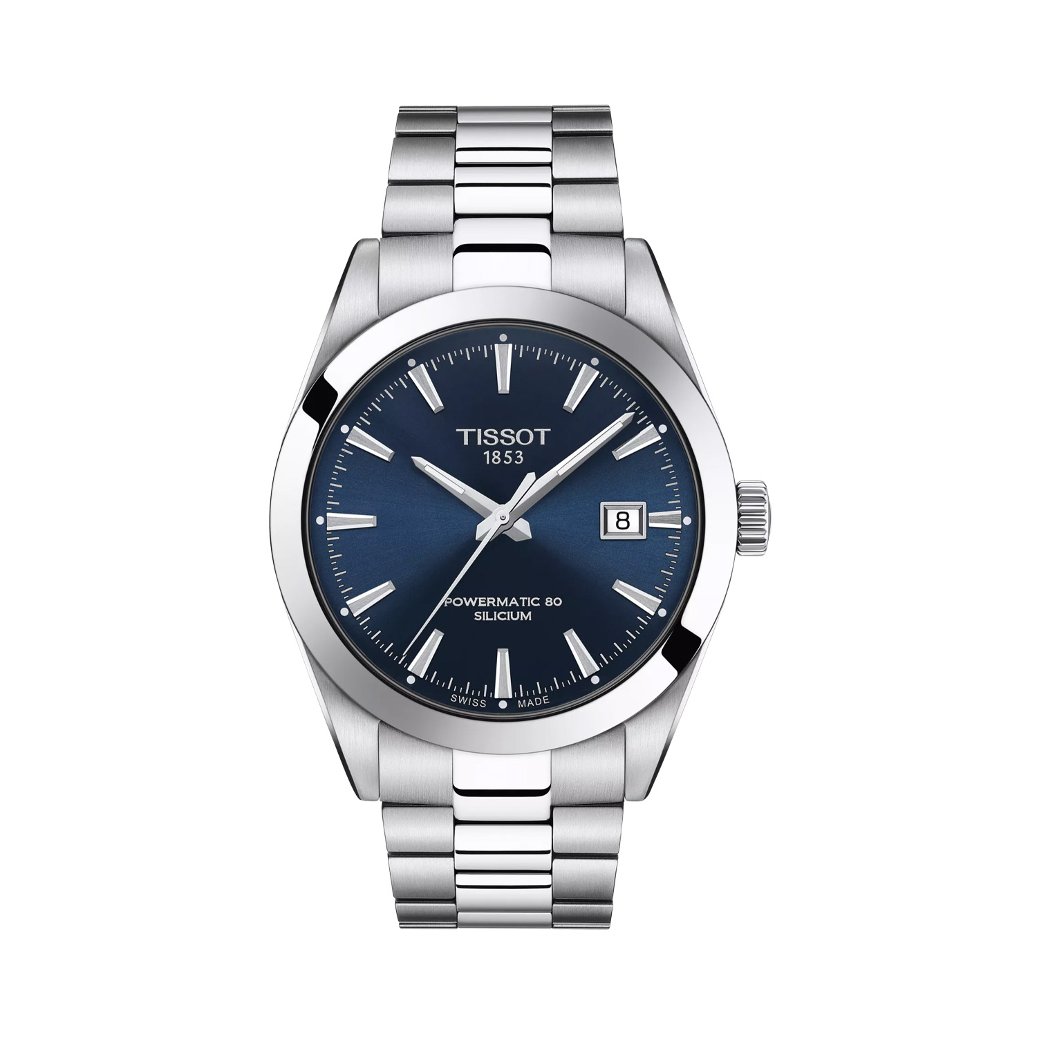 Tissot, Gentleman Powermatic 80 Blue, Men's Automatic Watch Tissot, Gentleman Powermatic 80 with a 40mm stainless steel case and bracelet strap featuring a date function and a blue dial.