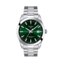 Tissot, Gentleman Powermatic 80 with a 40mm stainless steel case and bracelet strap featuring a date function and a green dial.