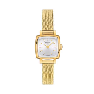 Tissot, Lovely Square with a 20mm stainless steel and yellow gold PVD coated case and bracelet strap featuring a silver dial.