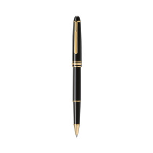 A Montblanc, Meisterstück Gold-Coated Classique Rollerball pen crafted in black precious resin with gold coated fittings featuring the white star emblem.