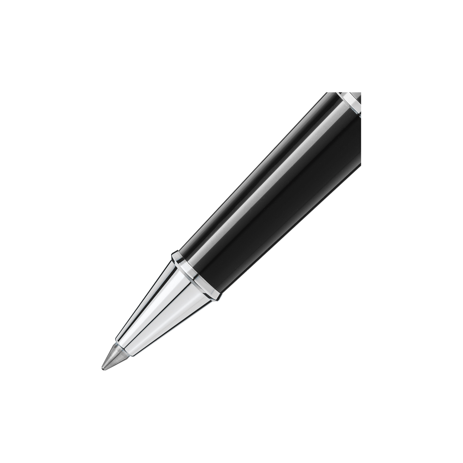 A Montblanc, Meisterstück Platinum-Coated Classique Rollerball pen crafted in black precious resin with platinum coated rings, clip and an inlaid white Montblanc emblem.
