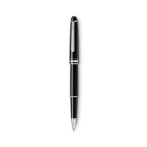 A Montblanc, Meisterstück Platinum-Coated Classique Rollerball pen crafted in black precious resin with platinum coated rings, clip and an inlaid white Montblanc emblem.