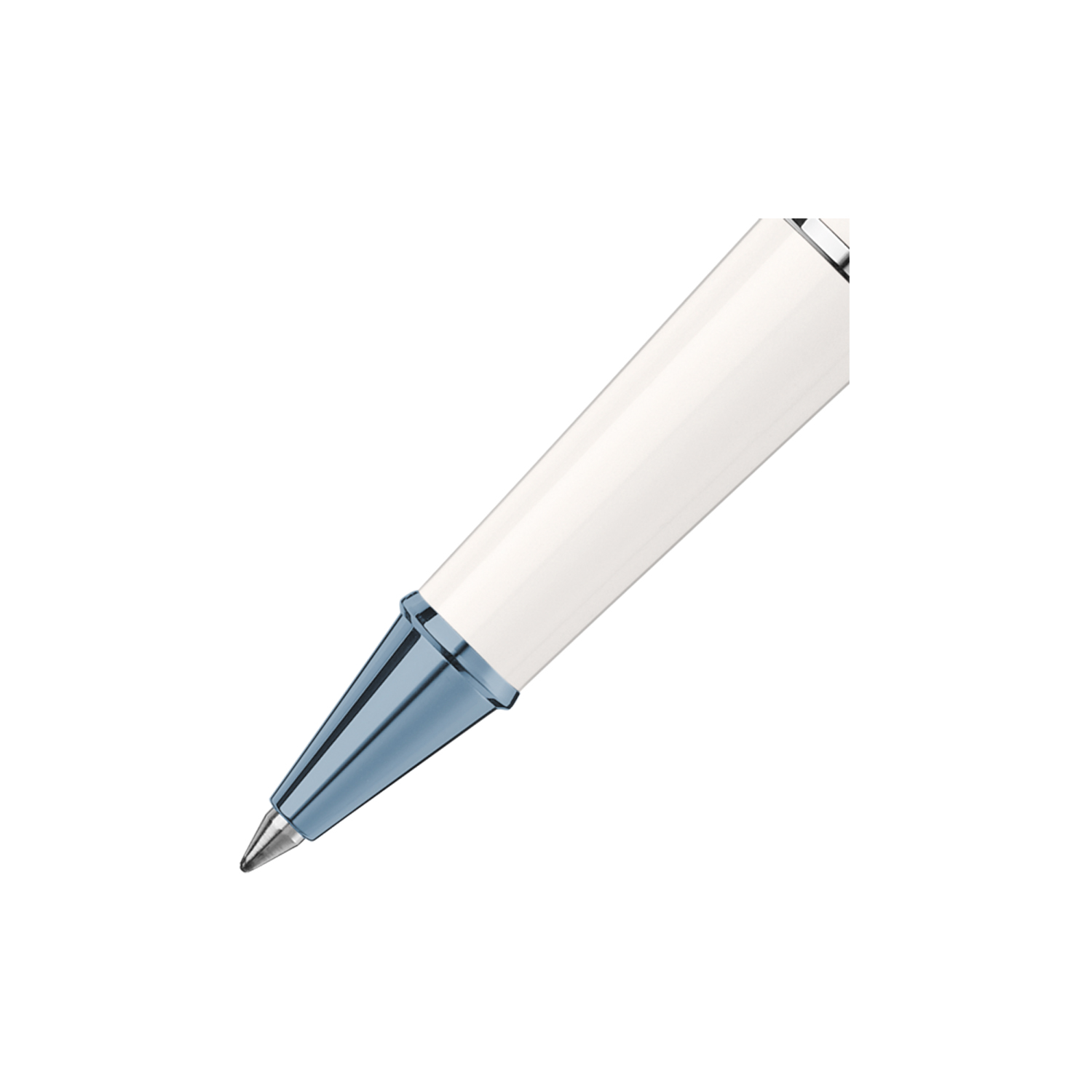 Montblanc, Meisterstück Glacier Classique Rollerball Montblanc, Meisterstück Glacier Classique Rollerball pen crafted in white precious resin featuring blue coloured PVD coated metal fittings, inspired by the mystical glaciers of the Mont Blanc mountain.