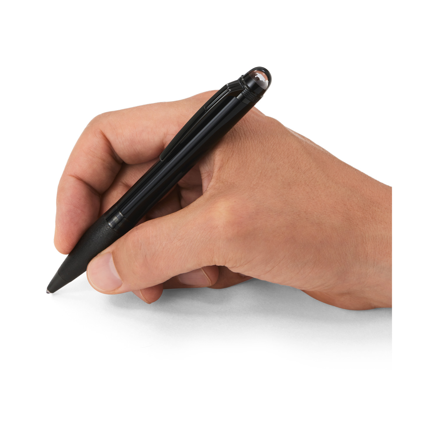 A Montblanc, StarWalker BlackCosmos Doué Ballpoint pen crafted in black precious resin with black PVD coated fittings with a grey translucent dome.
