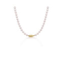 A white akoya cultured pearl necklace.