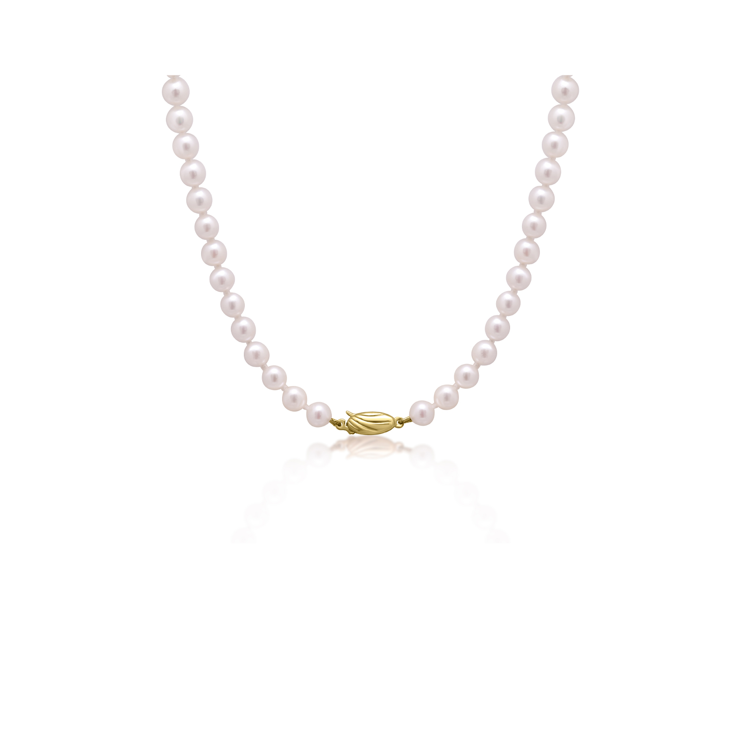 A white akoya cultured pearl necklace.