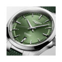 Longines, Conquest with a 41mm stainless steel case and a green rubber strap featuring a date function and a green dial.