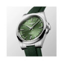 Longines, Conquest with a 41mm stainless steel case and a green rubber strap featuring a date function and a green dial.