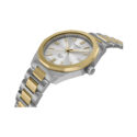 Tissot, PRC 100 with a 39mm stainless steel and yellow gold PVD coated case and bracelet strap featuring a date function on a silver dial.
