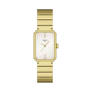 Tissot, SRV with a 30mm stainless steel yellow gold PVD coated case and bracelet strap featuring a mother of pearl dial.