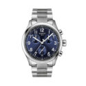 Tissot, Chrono L with a 42mm stainless steel case and a bracelet strap featuring a chronograph, a date function and a blue Arabic numeral dial.