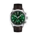 Tissot, Chrono L Green, Quartz Men's Watch Tissot, Chrono L with a 42mm stainless steel case and an aligator grained brown leather strap featuring a chronograph and date function on a green dial.
