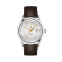 Tissot, Visodate with a 39mm stainless steel case and a brown alligator grained strap featuring a date function and a silver dial.