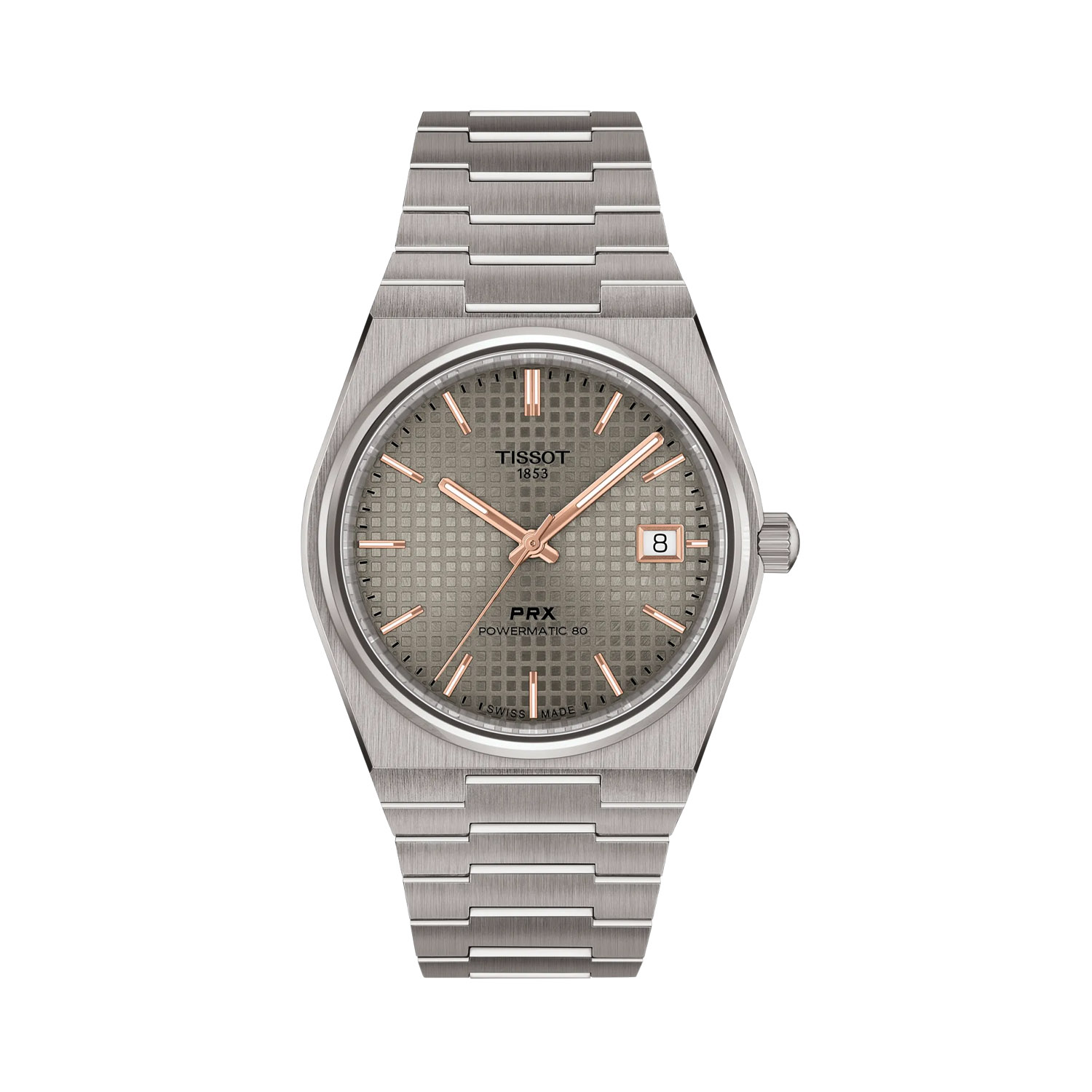 Tissot, PRX Titanium, Automatic Men's Watch Tissot, PRX with a 38mm titanium case and bracelet strap featuring a date function with an anthracite dial.