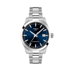 Tissot, Gentleman with a 38mm stainless steel case and bracelet strap featuring a date function and a blue dial.