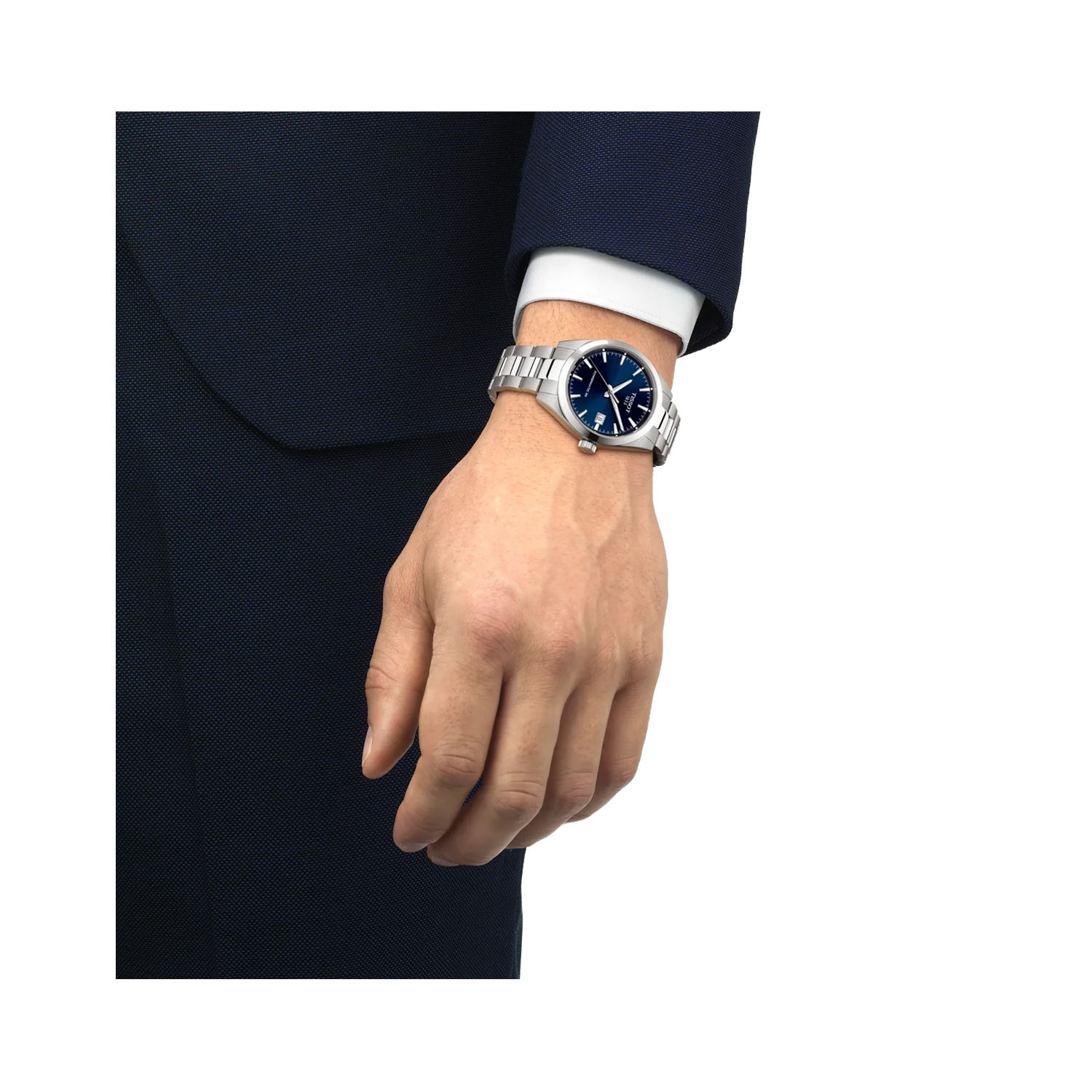 Tissot, Gentleman Blue 38mm, Automatic Men's Watch Tissot, Gentleman with a 38mm stainless steel case and bracelet strap featuring a date function and a blue dial.