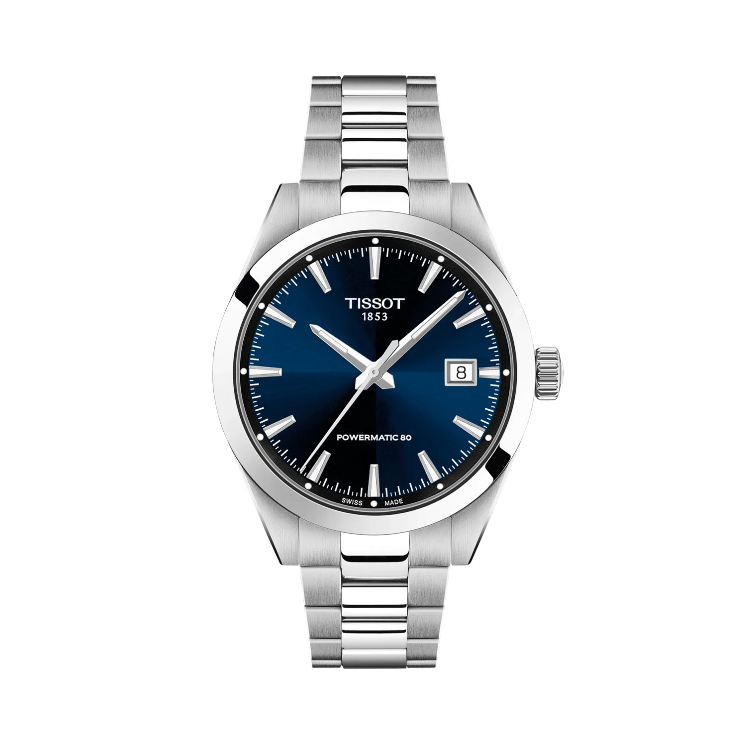Tissot, Gentleman Blue 38mm, Automatic Men's Watch Tissot, Gentleman with a 38mm stainless steel case and bracelet strap featuring a date function and a blue dial.