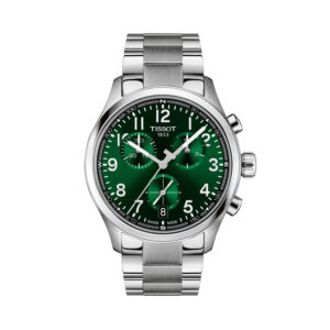 Tissot, Chrono L with a 42mm stainless steel case and bracelet strap featuring a date function, chronograph and a dark green dial.