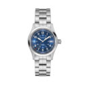 Hamilton, Khaki Field Blue, Automatic Men's Watch Hamilton, Khaki Field with a 38mm stainless steel case and bracelet strap featuring a date function and a blue dial.