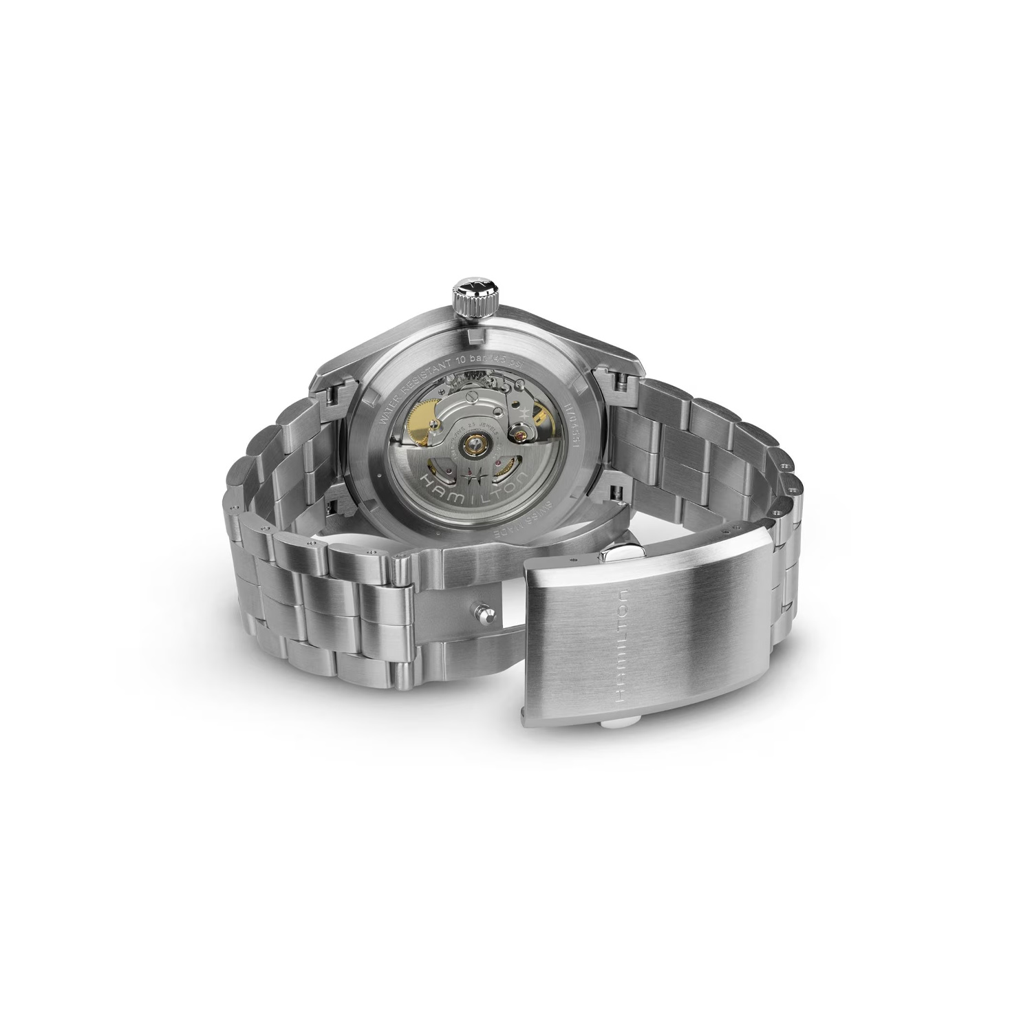 Hamilton, Khaki Field Blue, Automatic Men's Watch Hamilton, Khaki Field with a 38mm stainless steel case and bracelet strap featuring a date function and a blue dial.