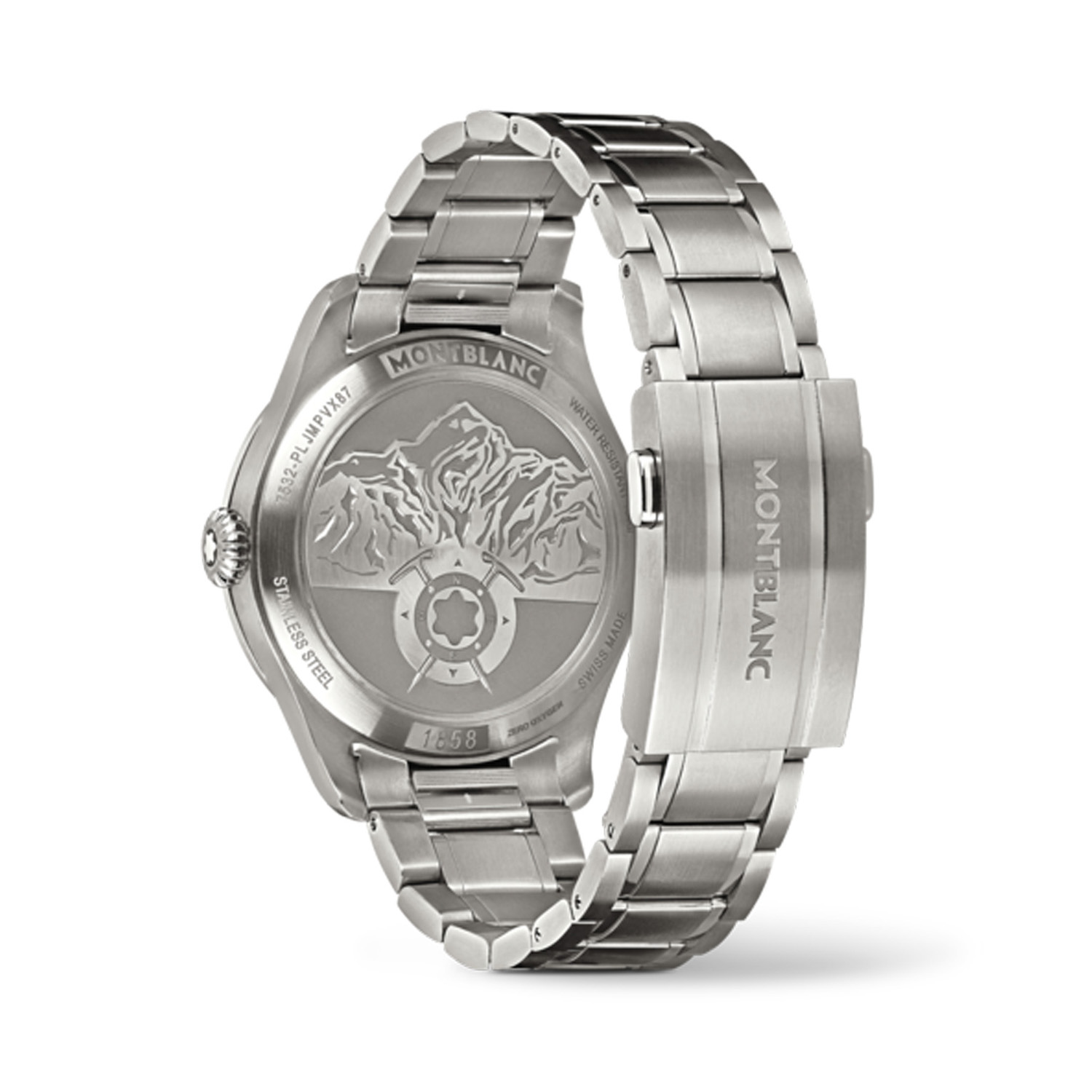 Montblanc, 1858 0 Oxygen The 8000, Automatic Men's Watch Montblanc, 1858 0 Oxygen The 8000 with a 41mm stainless steel case and bracelet strap featuring a date function and a black bezel with a Sfumato dark gray glacier pattern dial.