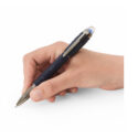 A Montblanc, StarWalker SpaceBlue Resin Fineliner pen crafted in blue precious resin with all metal parts coated in dark ruthenium, featuring the Montblanc emblem in the dome on the cap top.