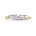 18ct Yellow Gold & Platinum Old Brilliant Cut Five Stone Diamond Ring An early 20th century 18ct yellow gold and platinum five stone diamond ring.