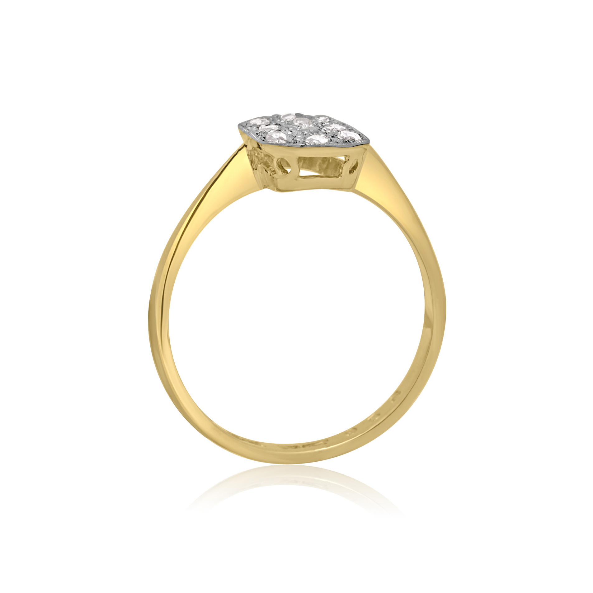 Art Deco 18ct Yellow Gold & Platinum Octagonal Diamond Cluster Ring An Art Deco period, 18ct yellow gold and platinum octagonal shaped diamond cluster ring featuring ten rose cut diamonds in a platinum topped grain setting.