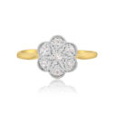 Early 20th Century, 18ct Yellow Gold & Platinum Diamond Cluster Ring An early 20th century period 18ct yellow gold and platinum topped diamond flower cluster ring featuring a central brilliant cut diamond and outer eight cut diamonds.