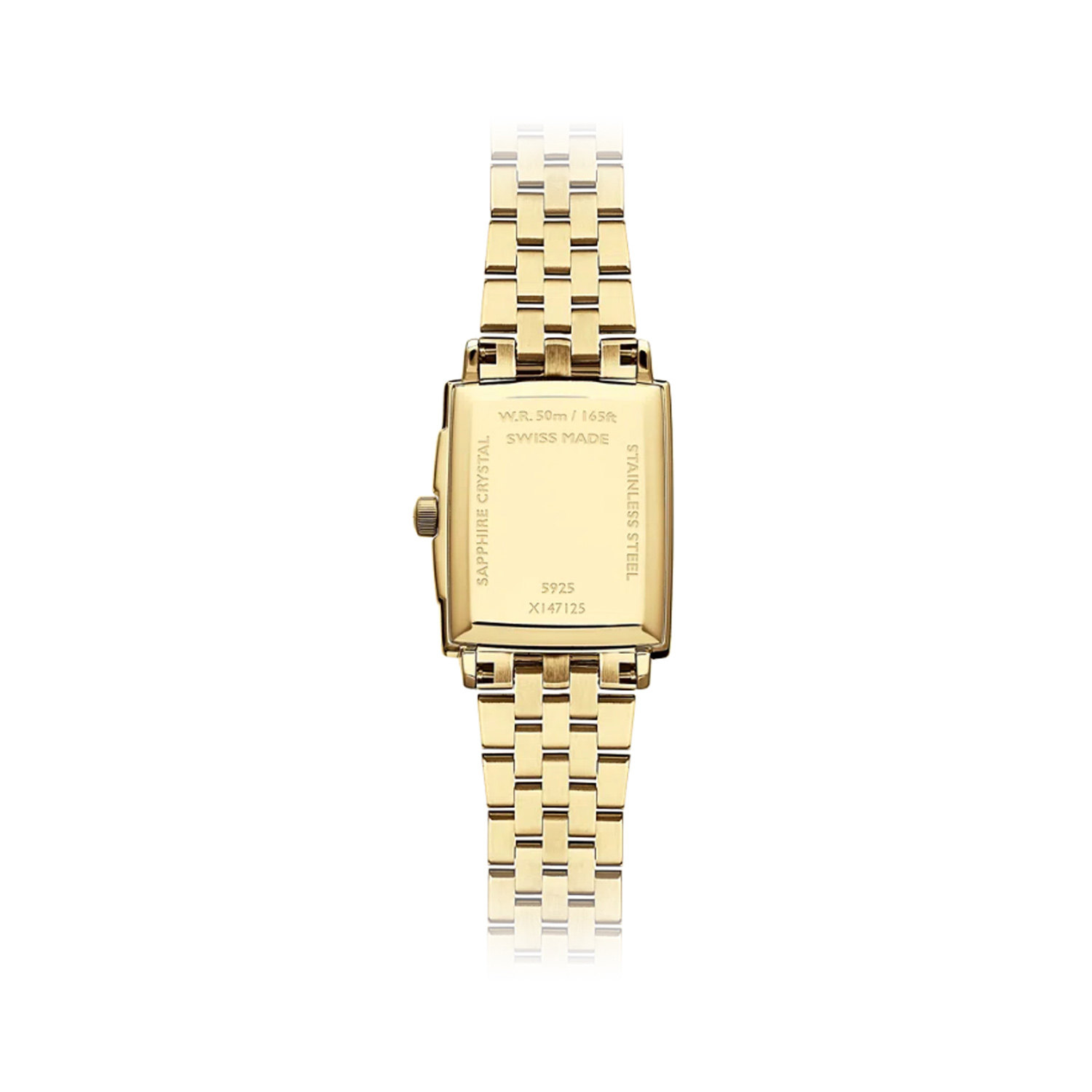 Raymond Weil, Toccata Champagne Dial, Quartz Women's Watch Raymond Weil, Toccata with a 22.6 x 28.1mm rectangular stainless steel gold PVD coated case and bracelet strap featuring a date function and a champagne coloured dial.
