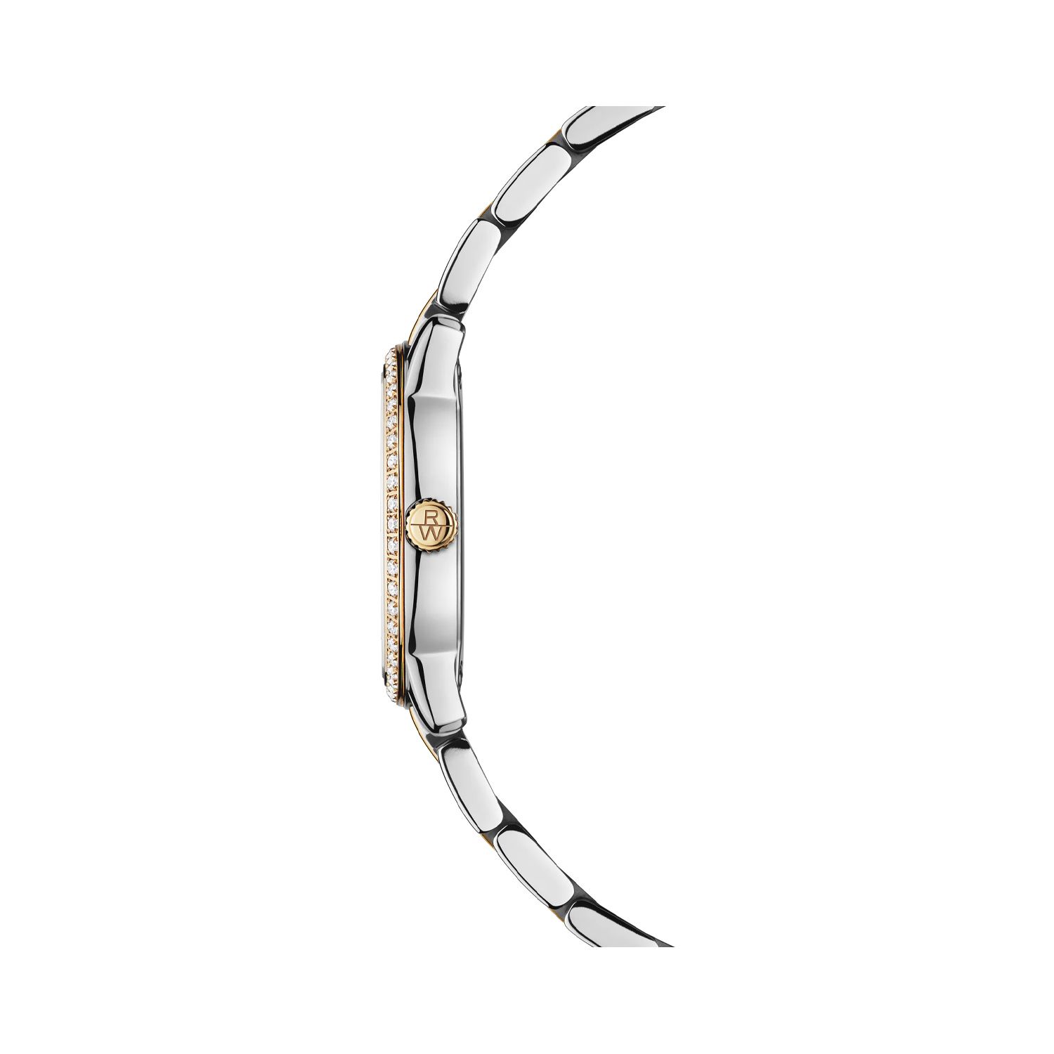 Raymond Weil, Toccata Two Tone with Diamonds, Women's Quartz Watch Raymond Weil, Toccata with a 24mm stainless steel and yellow gold PVD coated case and bracelet strap featuring a diamond set white mother of pearl dial and diamond set bezel.