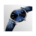 Longines, Le Grande Classique with a 38mm stainless steel case with a blue leather strap featuring a blue dial.
