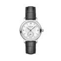 Montblanc, Star Legacy with a 32mm stainless steel case and black leather strap featuring a small second hand and a diamond set, white dial.