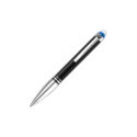 A Montblanc, StarWalker Doué Ballpoint pen crafted in black precious resin with platinum coated fittings, featuring a blue translucent dome beneath the Montblanc emblem.