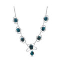 A sterling silver necklace with eight turquoise matrix stones, designed by Oliver Baker for Liberty & Co.