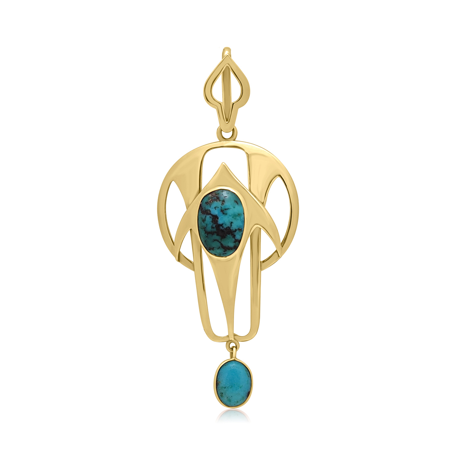Gourdel Vales & Co, 9ct Yellow Gold Turquoise Matrix Pendant A 9ct yellow gold turquoise matrix pendant by Gourdel Vales & Co, from the Arts and Crafts era.