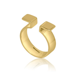 An 18ct yellow Pierre Cardin sprung ring with a polished finish and an open design.