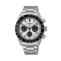 Seiko, Prospex Speedtimer in Monochrome, Solar Men's Watch Seiko, Prospex Speedtimer with a 39mm stainless steel case and bracelet strap featuring a chronograph, date function and a white dial with a black bezel.