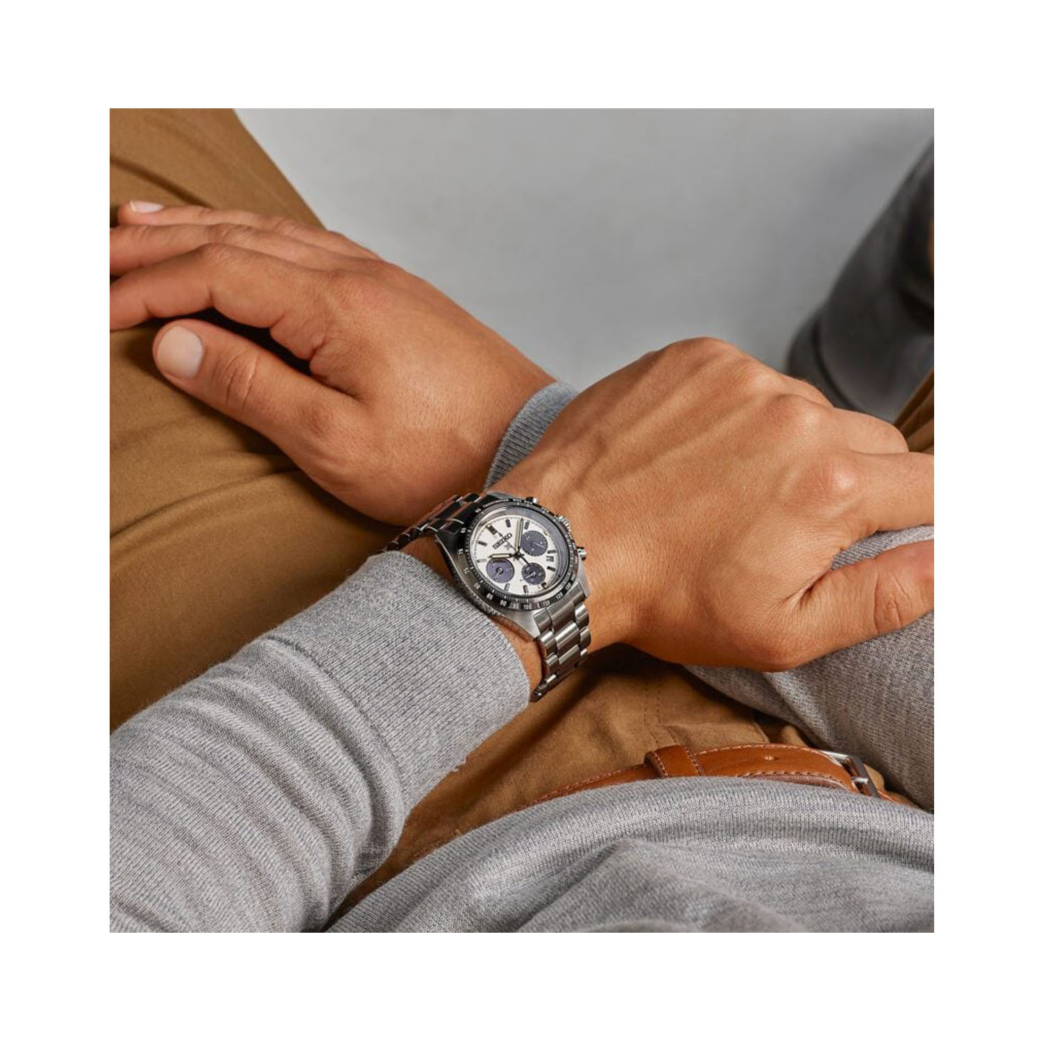Seiko, Prospex Speedtimer in Monochrome, Solar Men's Watch Seiko, Prospex Speedtimer with a 39mm stainless steel case and bracelet strap featuring a chronograph, date function and a white dial with a black bezel.