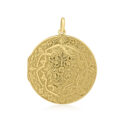 A 9ct yellow gold round shaped locket engraved with intricate leaf and floral designs. Hallmarked Birmingham 1907.