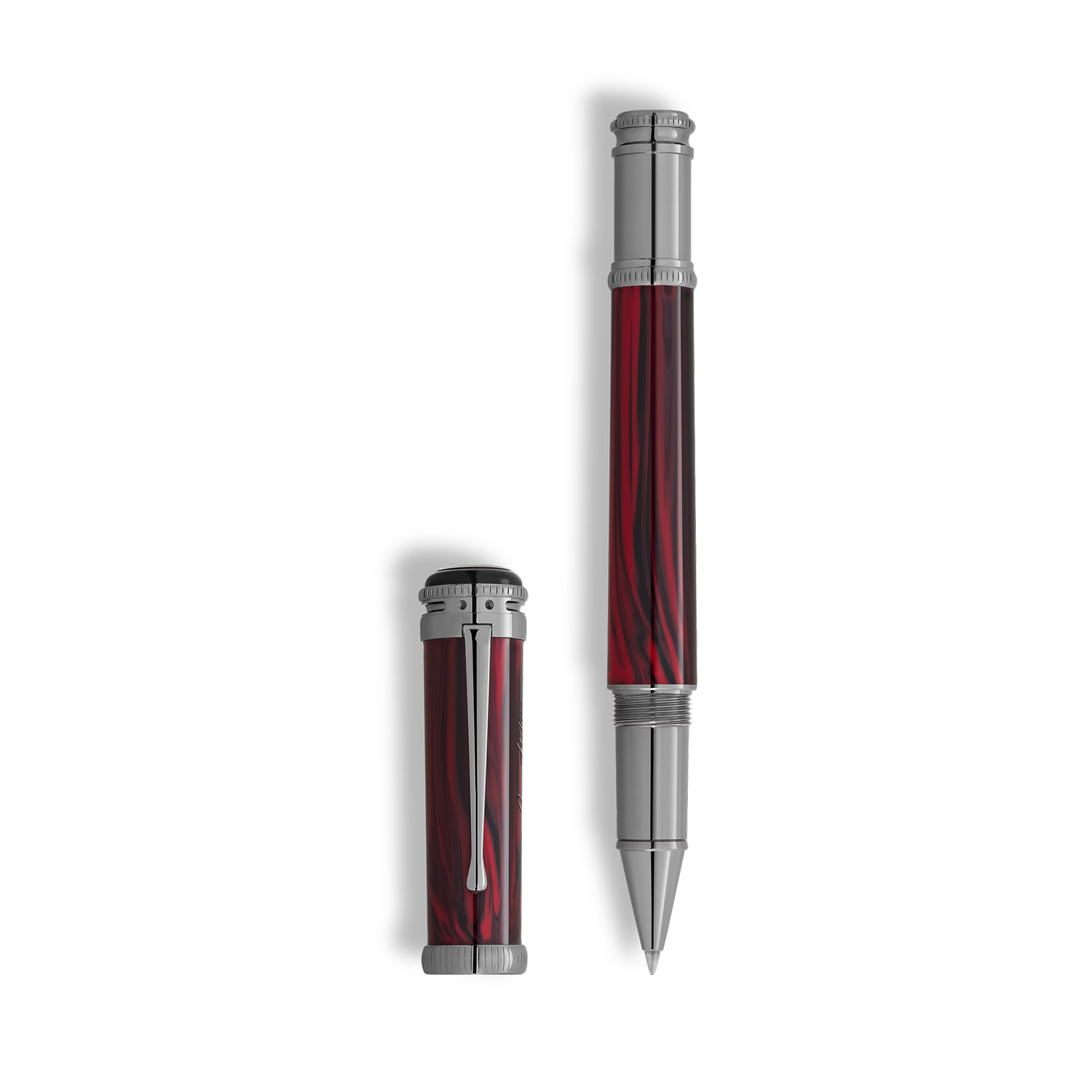 Montblanc, Writers Edition Homage to Bram Stoker Limited Edition Rollerball A Montblanc, Writers Edition Homage to Bram Stoker Limited Edition rollerball pen crafted in red precious resin with ruthenium-coated metal.