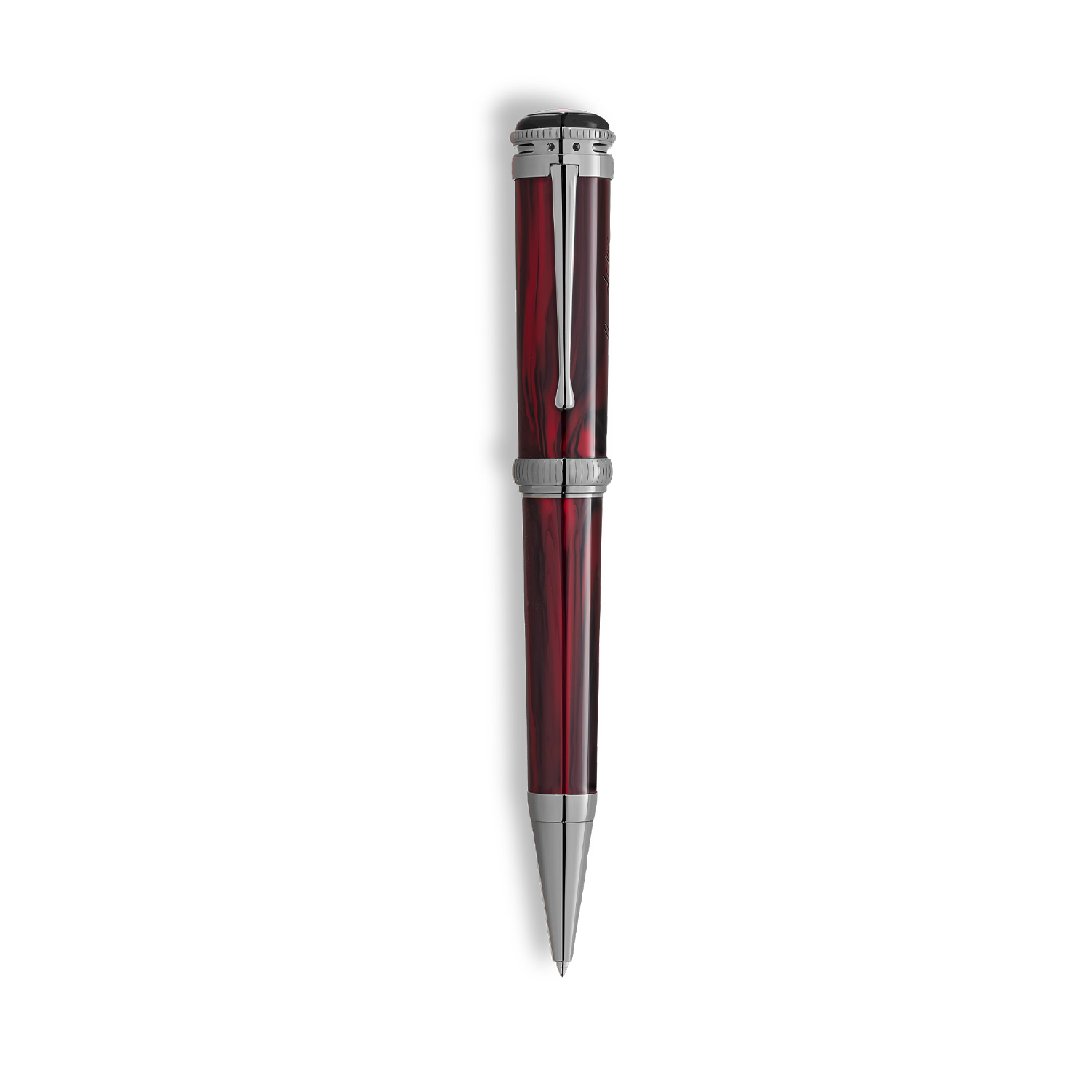 A Montblanc, Writers Edition Homage to Bram Stoker Limited Edition ballpoint pen crafted in red precious resin with ruthenium-coated metal.