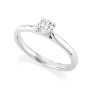 A platinum round brilliant cut diamond single stone solitaire ring from H. L. Brown's Leon collection.