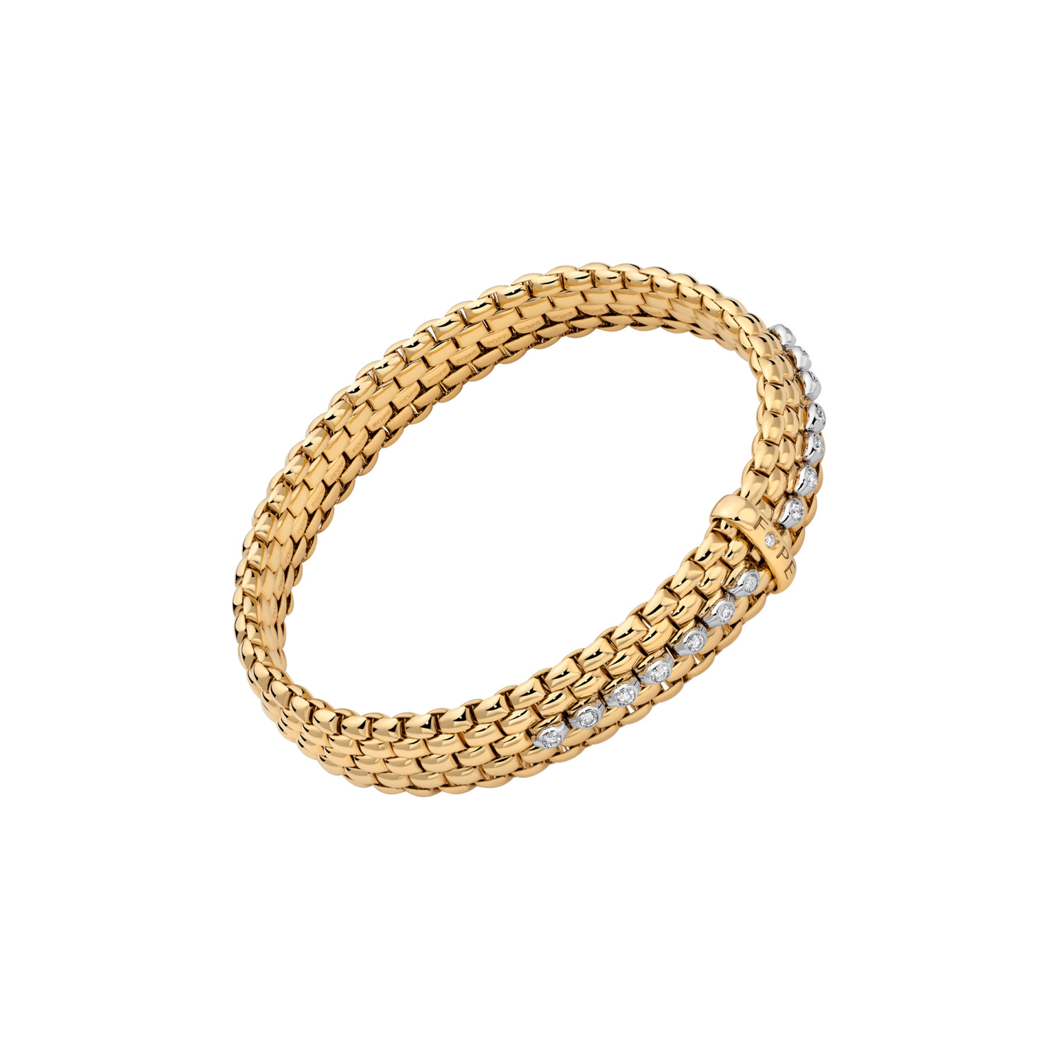 FOPE, Panorama Collection, 18ct Yellow & White Gold Diamond Flex'It Bracelet: 0.26 carat An 18ct yellow and white gold diamond set two tone Flex'It bracelet belonging to the FOPE Panorama collection.